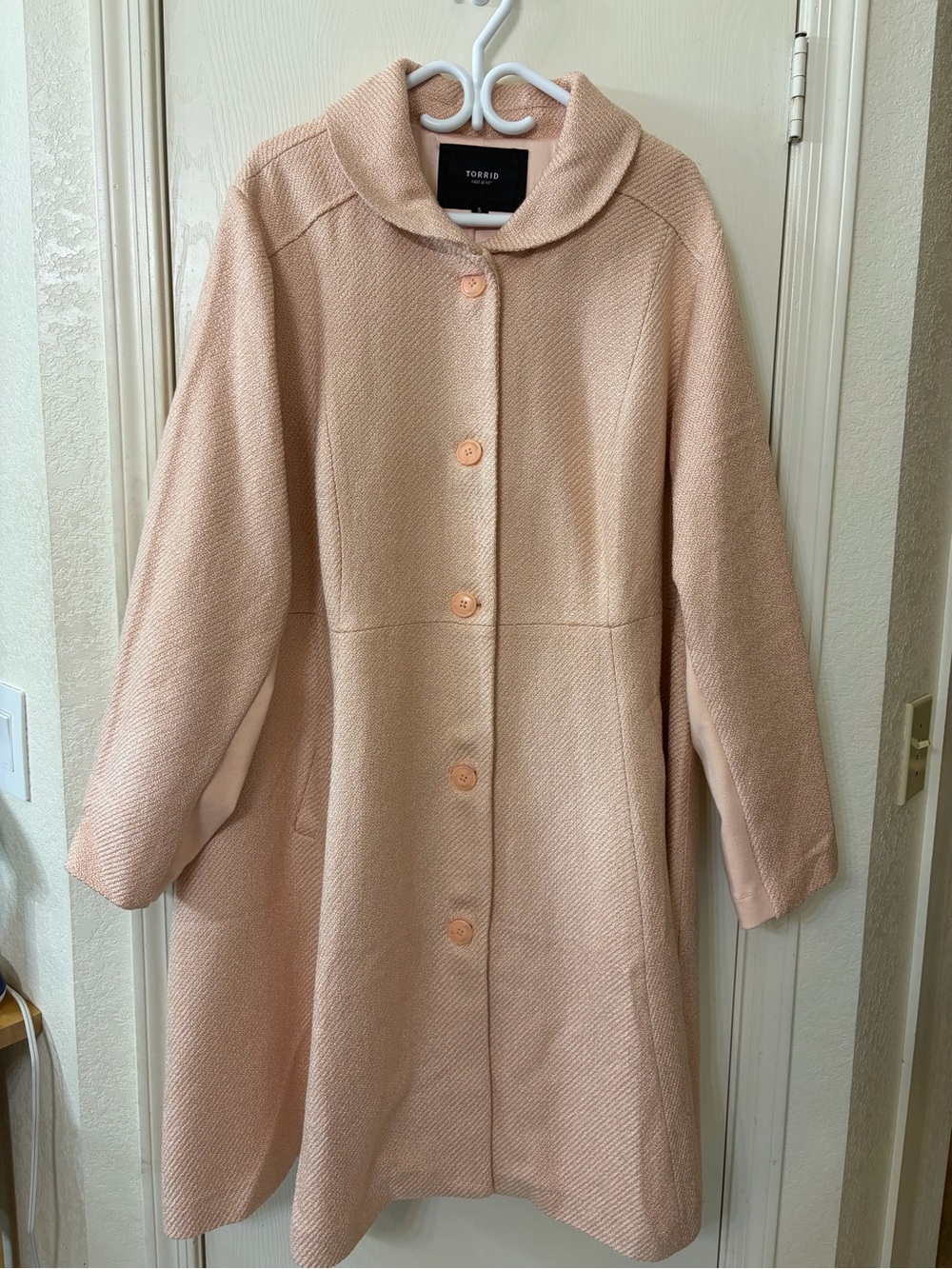 torrid Pale Blush Button-Front Pea Coat